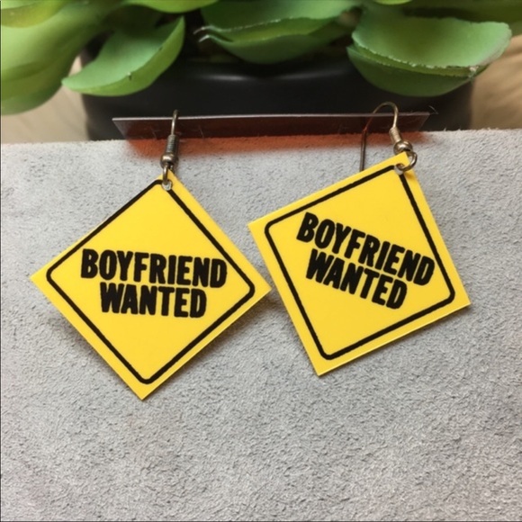 Vintage Jewelry - Vintage 90’s Boyfriend Wanted Caution Earrings